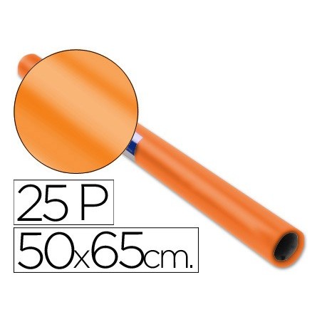 Papel charol naranja rollo 25 hojas de 50x65 cm