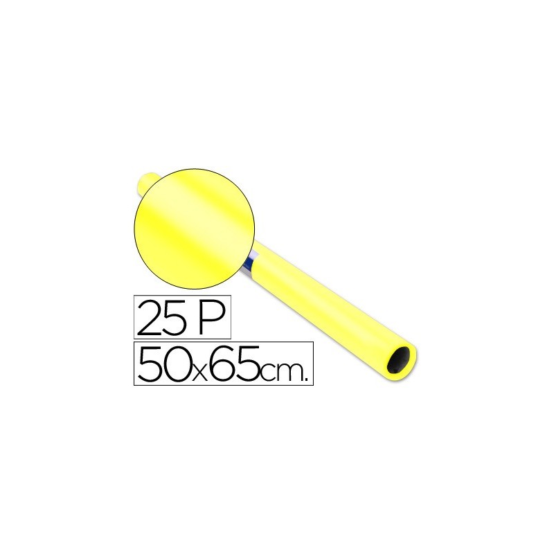 Papel charol amarillo rollo 25 hojas de 50x65 cm