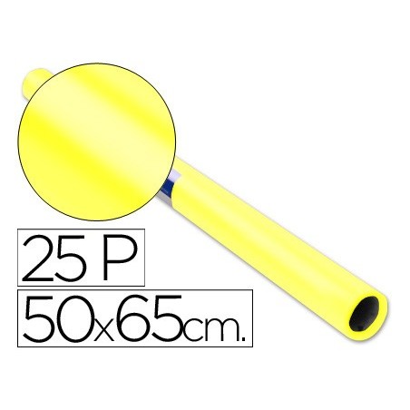 Papel charol amarillo rollo 25 hojas de 50x65 cm
