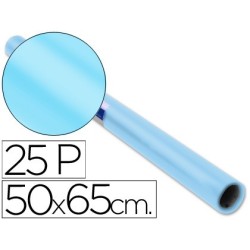 Papel charol celeste rollo 25 hojas de 50x65 cm