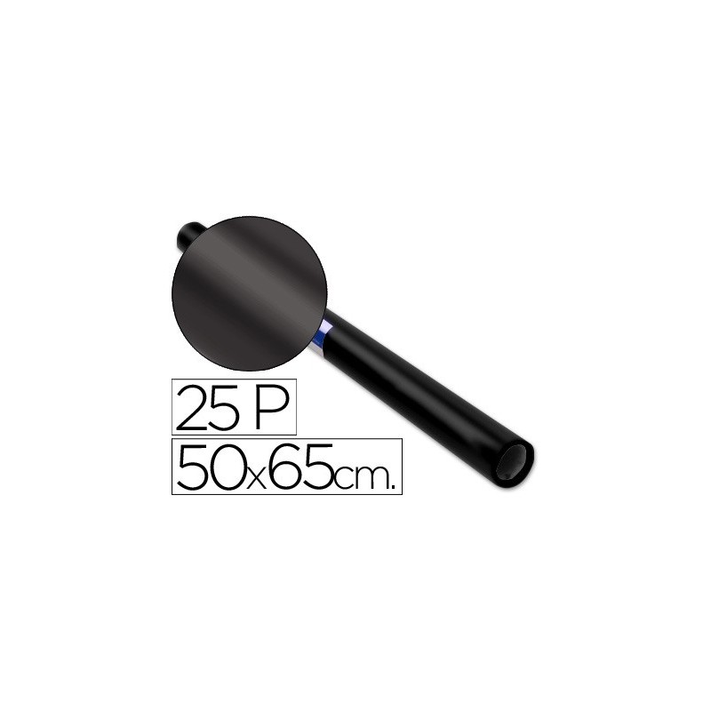 Papel charol negro rollo 25 hojas de 50x65 cm