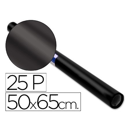 Papel charol negro rollo 25 hojas de 50x65 cm