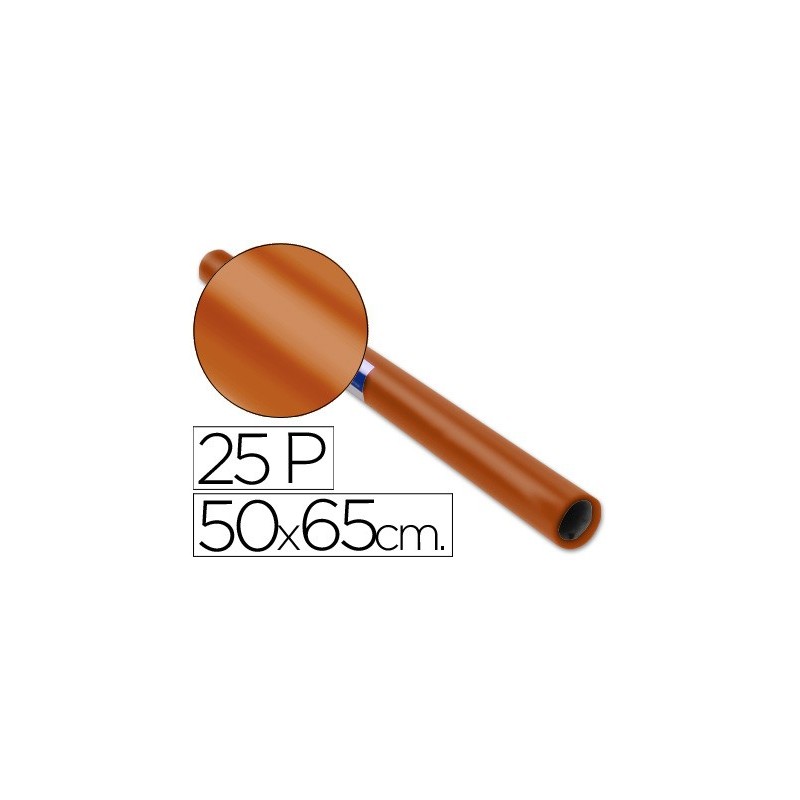 Papel charol marron rollo 25 hojas de 50x65 cm