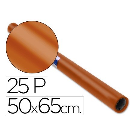 Papel charol marron rollo 25 hojas de 50x65 cm