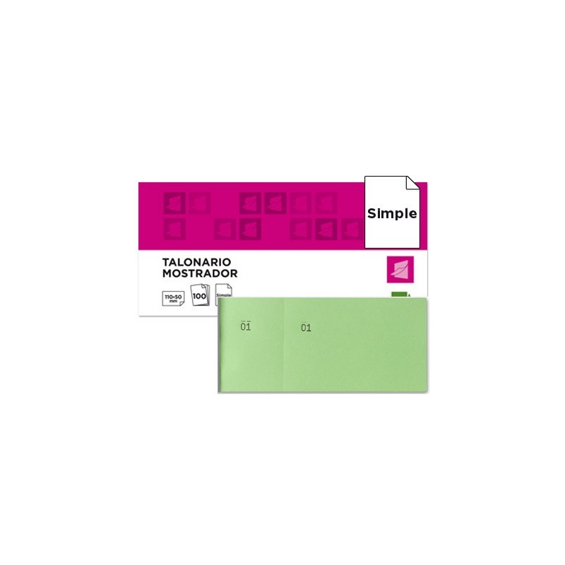 Talonario liderpapel mostrador 50x110 mm tl12 verde con matriz