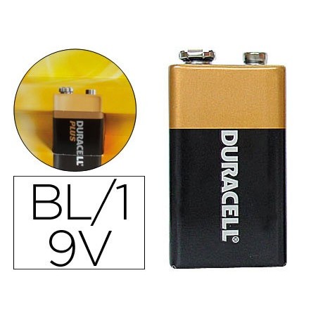 Pila duracell alcalina plus 9v blister con 1 unidad