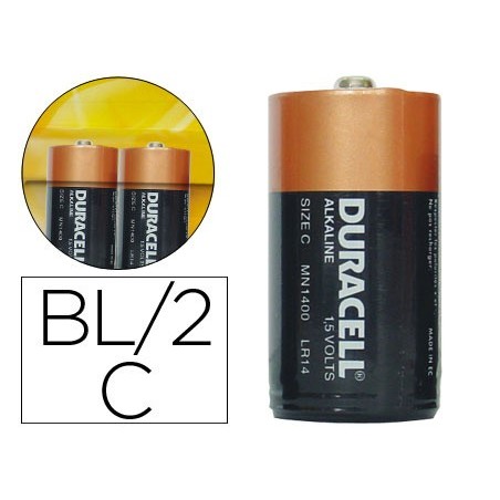 Pila duracell alcalina plus c blister de 2 unidades
