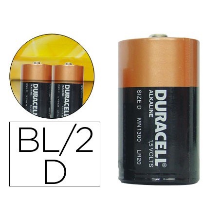 Pila duracell alcalina plus d blister de 2 unidades