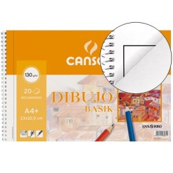 Bloc dibujo basik din a4 espiral 23 x 32.5 cm 20 hojas microperforado 2 taladros -con recuadro