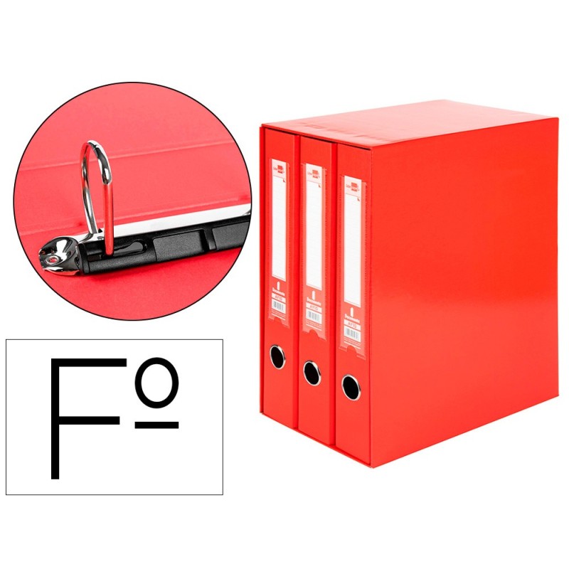 Modulo liderpapel 3 archivadores folio 2 anillas mixtas 40mm rojo Modulo liderpapel 3 archivadores folio 2 anillas mixtas 40mm rojo