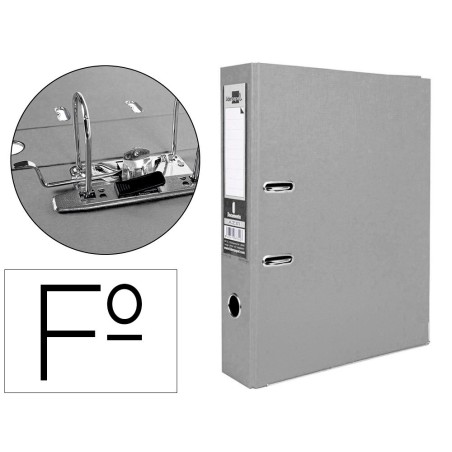 Archivador de palanca liderpapel folio documenta forrado pvc con rado lomo 75mm gris compresor metalico
