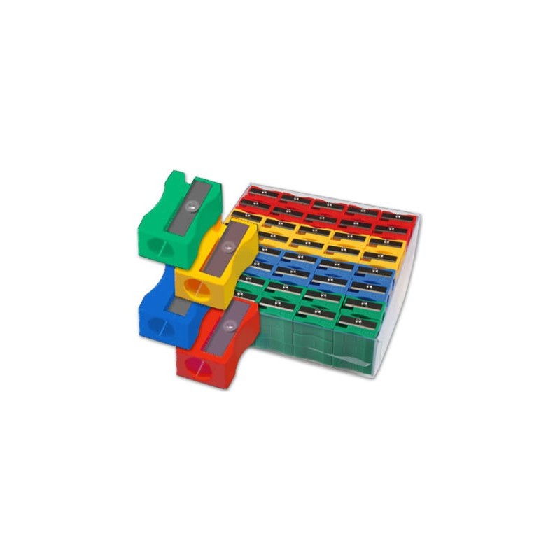Sacapuntas liderpapel plastico 1 uso caja de 120 unidades colores surtidos