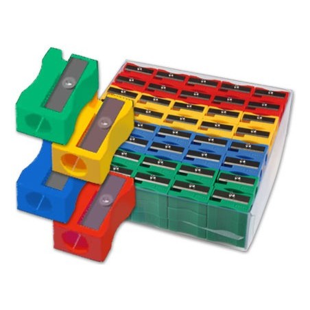 Sacapuntas liderpapel plastico 1 uso caja de 120 unidades colores surtidos