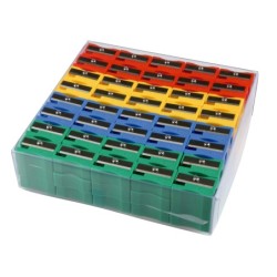 Sacapuntas liderpapel plastico 1 uso caja de 120 unidades colores surtidos