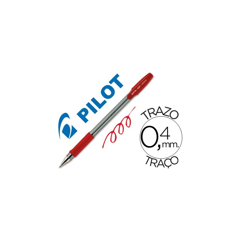 Boligrafo pilot bps-gp rojo sujecion de caucho tinta base de aceite con capuchon