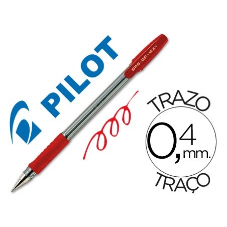 Boligrafo pilot bps-gp rojo sujecion de caucho tinta base de aceite con capuchon