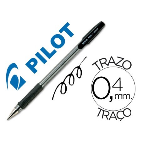 Boligrafo pilot bps-gp negro sujecion de caucho tinta base de aceite con capuchon