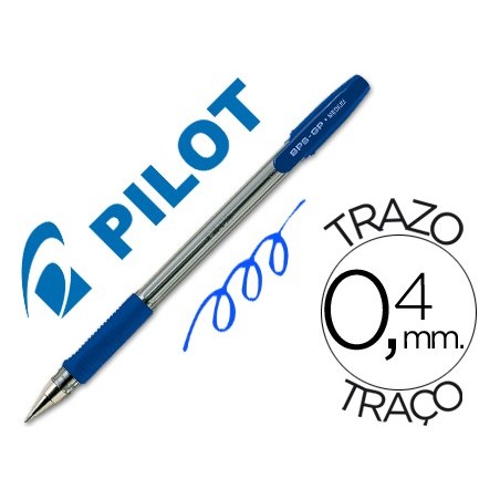Boligrafo pilot bps-gp azul sujecion de caucho tinta base de aceite con capuchon