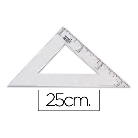 Escuadra liderpapel 25 cm plastico cristal