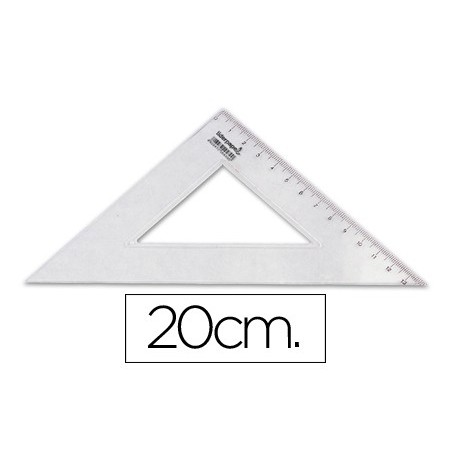 Escuadra liderpapel 20 cm plastico cristal