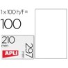 Etiqueta adhesiva apli 1281 210x297 mm fotocopiadora laser ink-jet caja con 100 hojas din a4