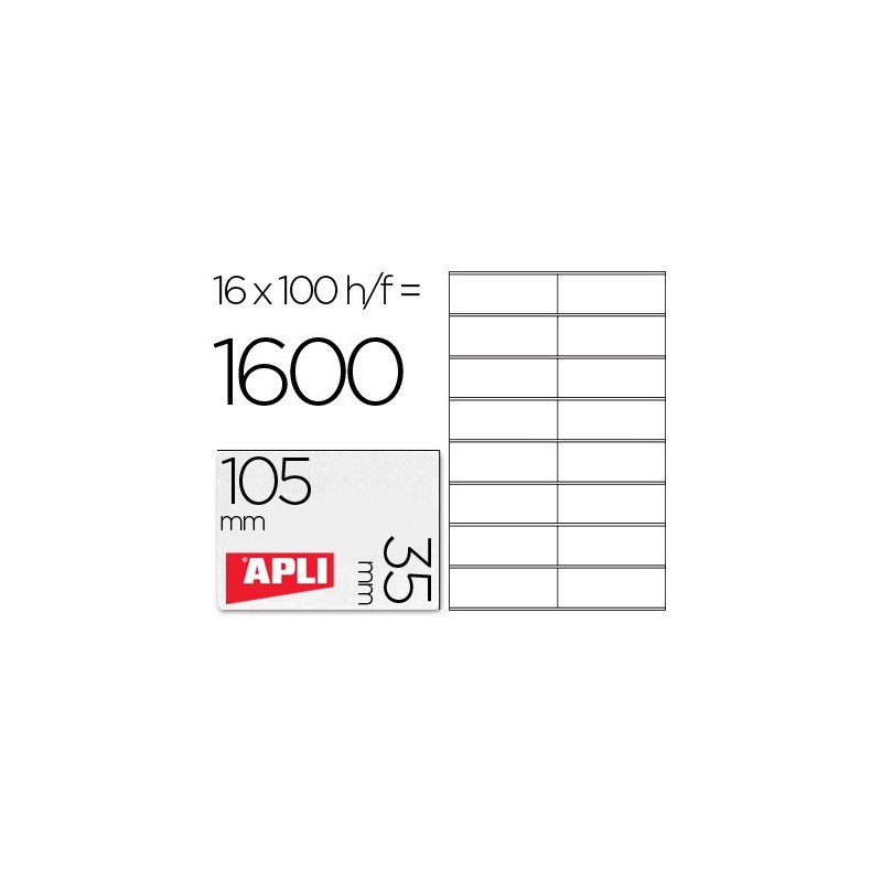 Etiqueta adhesiva apli 1287 tamaño 105x35 mm fotocopiadora laser ink-jet caja con 100 hojas din a4