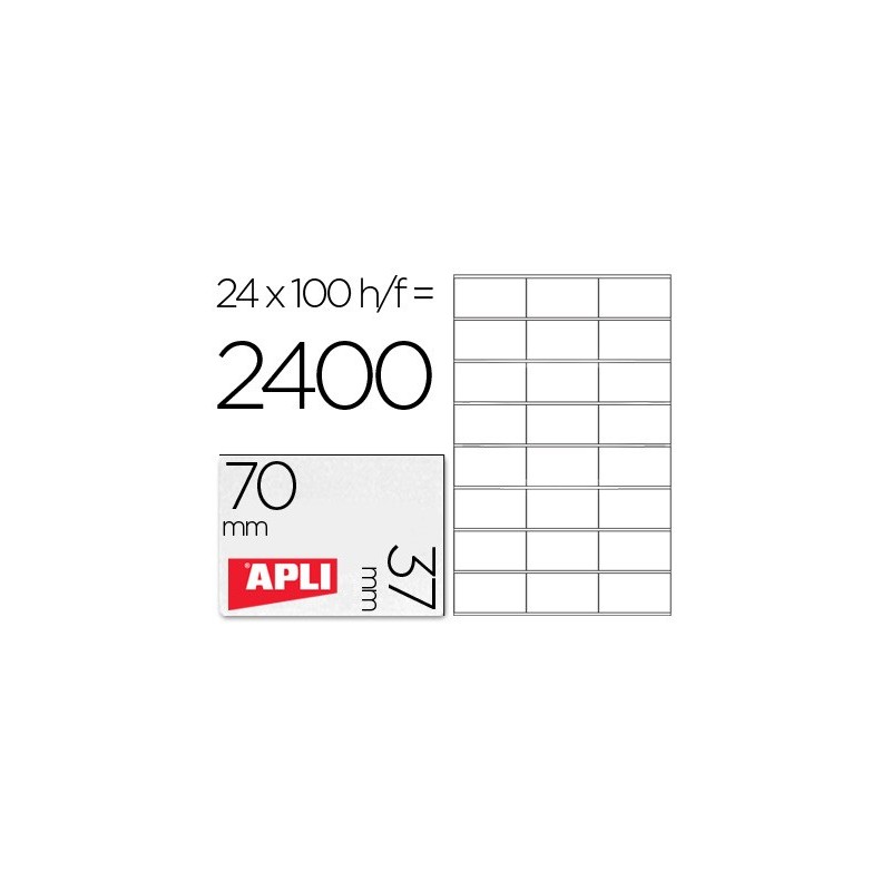 Etiqueta adhesiva apli 1273 tamaño 70x37 mm fotocopiadora laser ink-jet caja con 100 hojas din a4