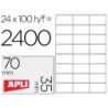 Etiqueta adhesiva apli 1272 tamaño 70x35 mm fotocopiaodra laser ink-jet caja con 100 hojas din a4