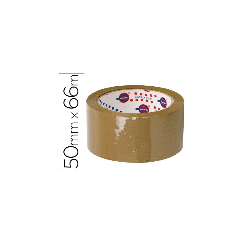 Cinta adhesiva eurocel polipropileno havana 66 mt x 50 mm para embalaje