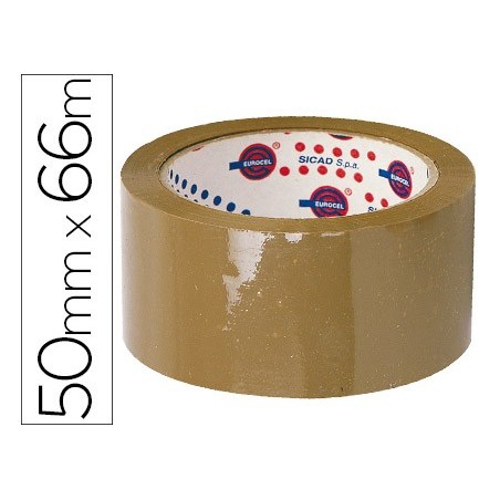 Cinta adhesiva eurocel polipropileno havana 66 mt x 50 mm para embalaje