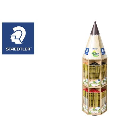 Lapices de grafito staedtler noris 120 expositor giratorio forma lapiz de 48 docenas graduaciones surtidas