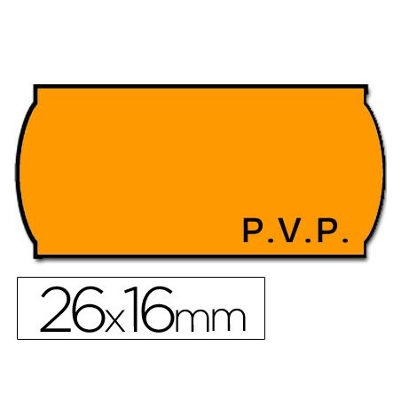 Etiquetas meto onduladas 26x16 mm pvp adh.2 fluor naranja rollo 1200 etiquetas