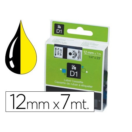 Cinta dymo 1000 negro-amarillo 12mm x 7mt d1