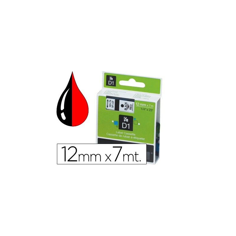 Cinta dymo 1000 negro-rojo 12mm x 7mt d1
