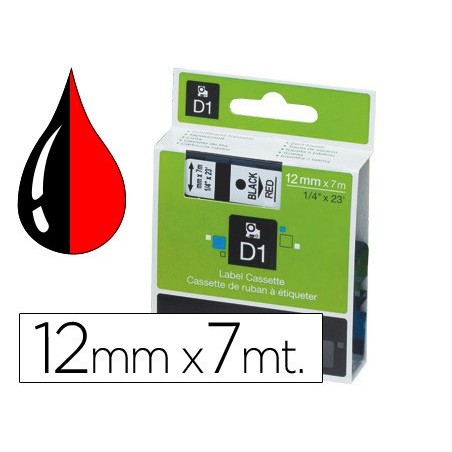 Cinta dymo 1000 negro-rojo 12mm x 7mt d1
