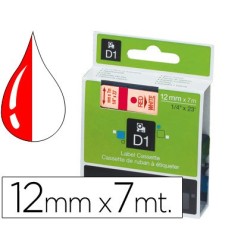 Cinta dymo 1000 rojo-blanco 12mm x 7mt d1