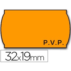 Etiquetas meto onduladas 32x19 mm pvp adh.2 fluor naranja rollo 1000 etiquetas