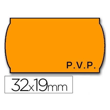 Etiquetas meto onduladas 32x19 mm pvp adh.2 fluor naranja rollo 1000 etiquetas
