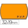 Etiquetas meto onduladas 32x19 mm pvp adh.2 fluor naranja rollo 1000 etiquetas