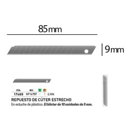 Repuesto cuter q-connect estrecho para modelos kf10631/kf00234/kf10940/kf10938/kf10934 cuchilla 9 mm blister 10 und