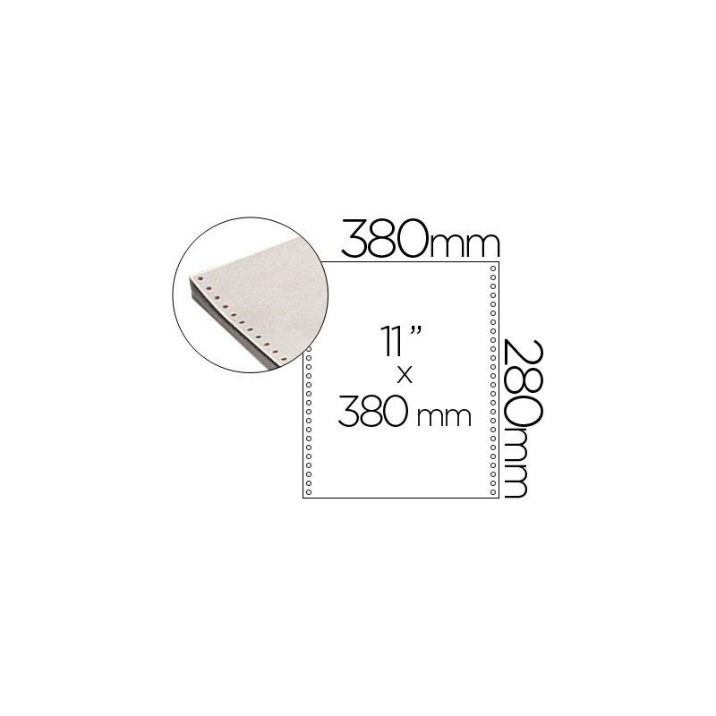 Papel continuo 380x11 blanco caja de 2500 hojas