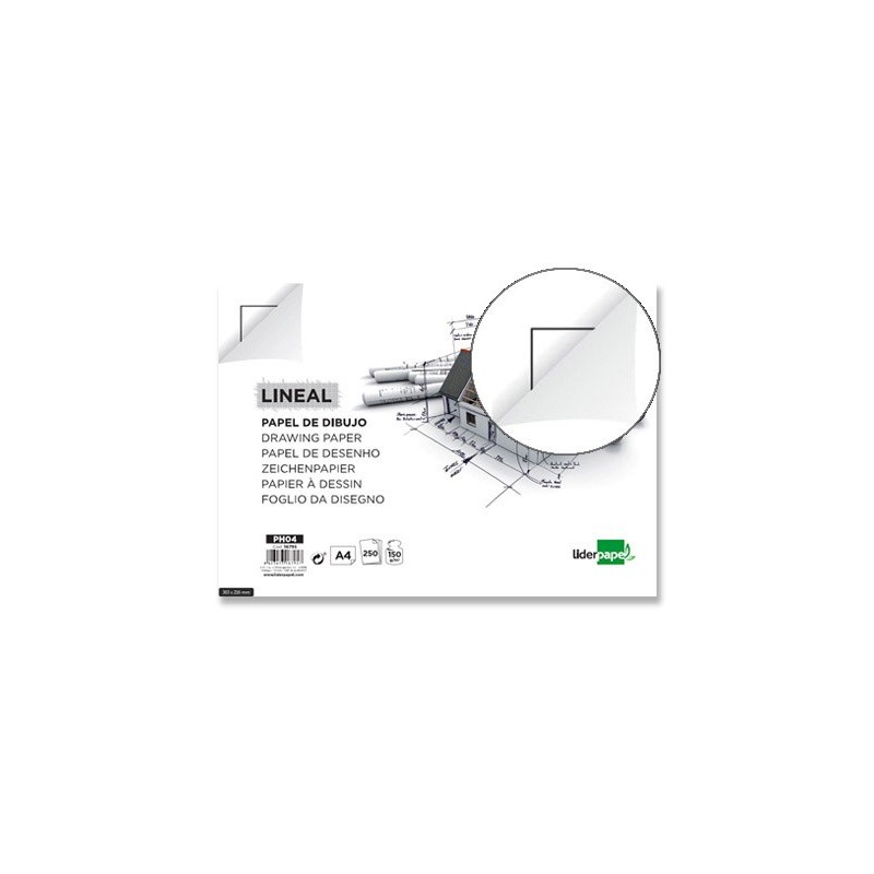 Papel dibujo liderpapel 210x297mm 150g/m2 con cajetin