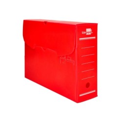 Caja archivo definitivo plastico liderpapel lomo 100 mm rojo 360x100x260 mm