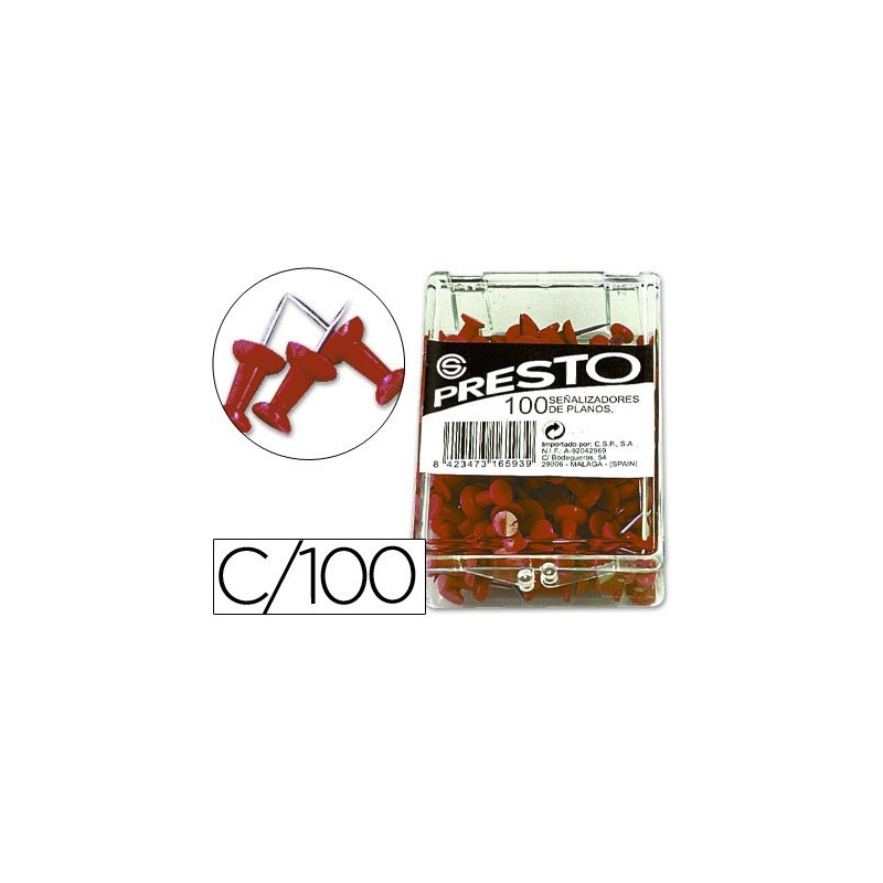 Señalizador de planos q-connect rojo caja de 100 unidades