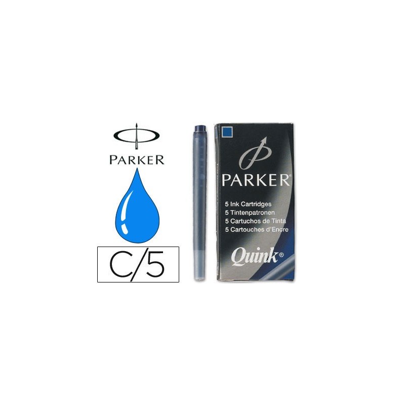 Tinta estilografica parker azul permanente caja de 5 cartuchos