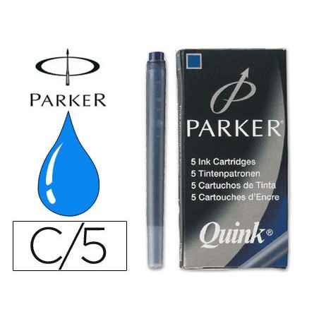 Tinta estilografica parker azul permanente caja de 5 cartuchos