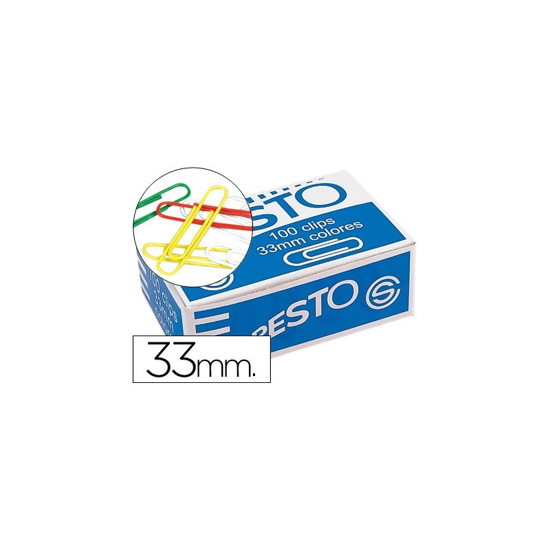 Clips colores presto caja de 100 unidades colores surtidos