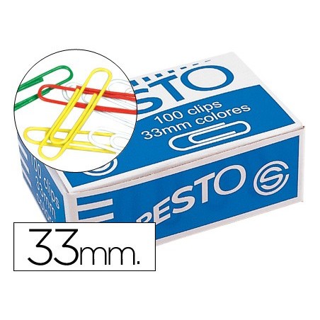 Clips colores presto caja de 100 unidades colores surtidos