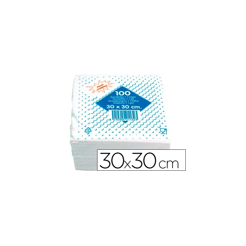 Servilleta algodon 30x30 cm 1 capa paquete de 100 unidades