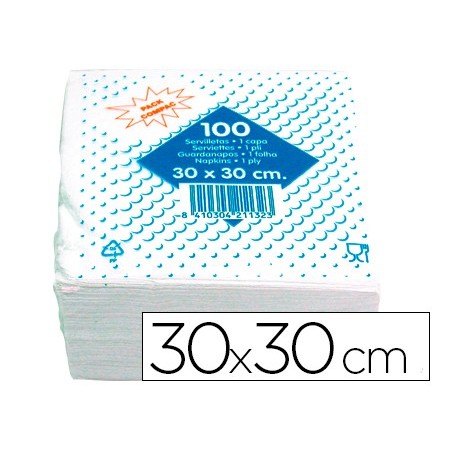 Servilleta algodon 30x30 cm 1 capa paquete de 100 unidades